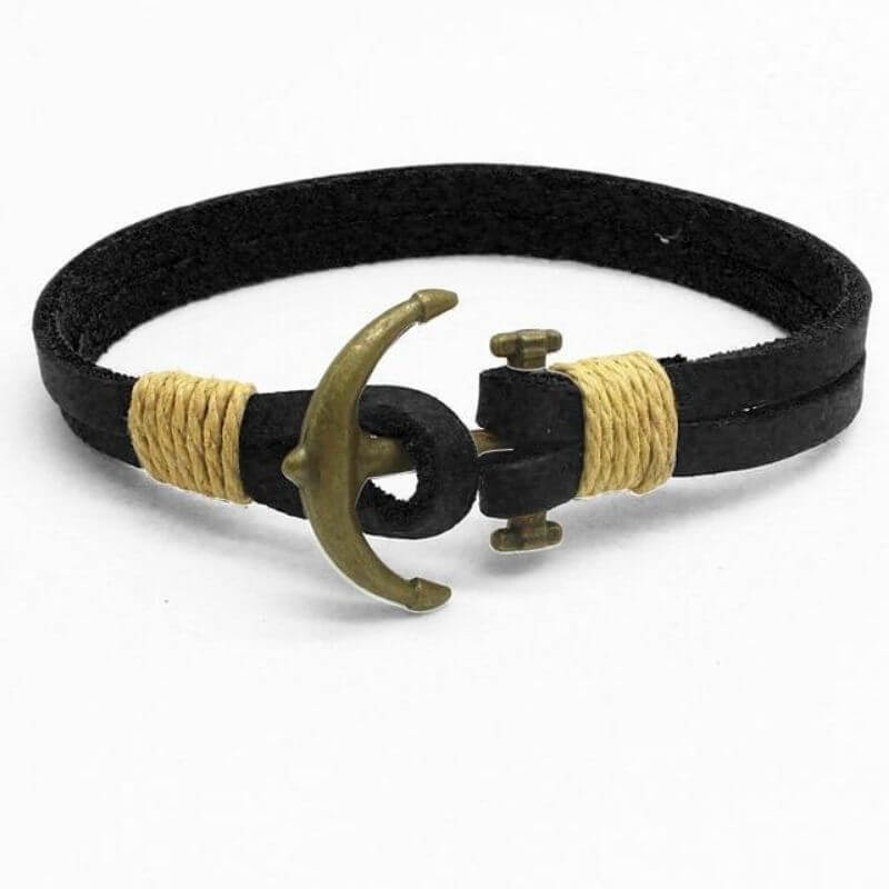 Bracelet Pirate - Ancre Simple ( Cuir )