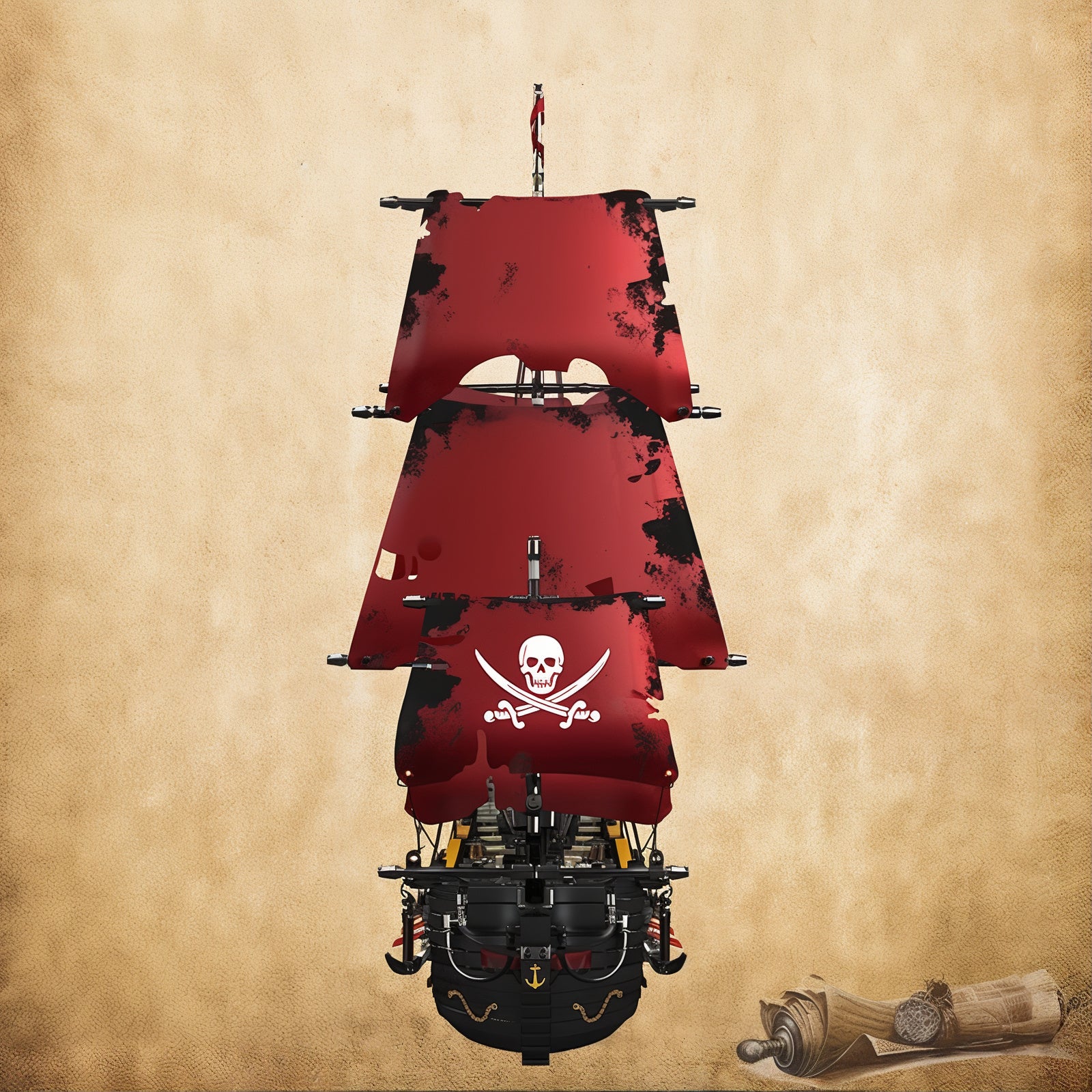 Bateau pirates des caraïbes - Voile rouge