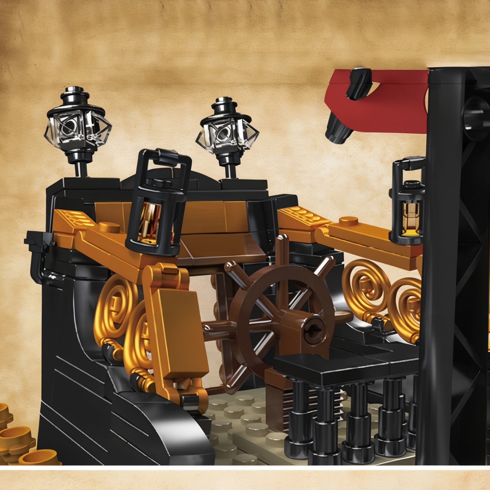 Bateau pirates des caraïbes - Voile rouge