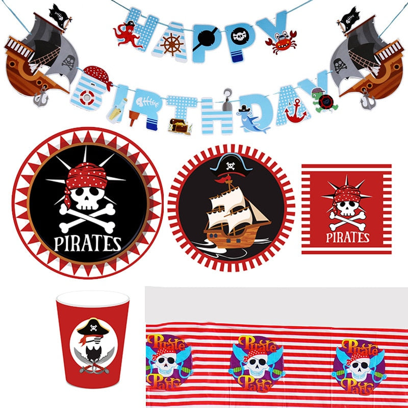 Déco Vaisselle Jetable Pirate Anniversaire du Capitaine - Refuge Du Pirate