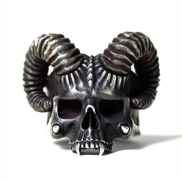 Lot De 5 Bagues Ajustables Signe Du Diable – Métal Style Rock / Metal