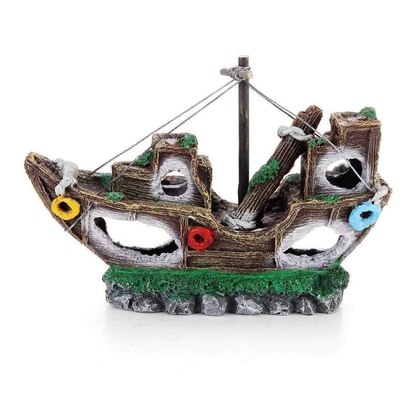 Bateau pirate décoration aquarium 24 cm - Petits Compagnons