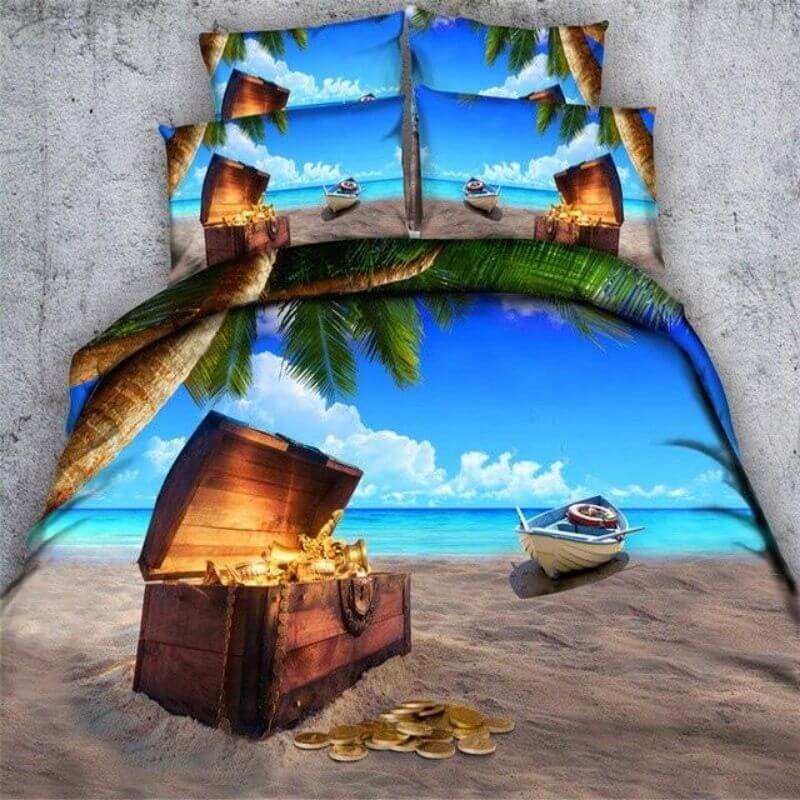 Housse De Couette Pirate - Coffre Sur La Plage