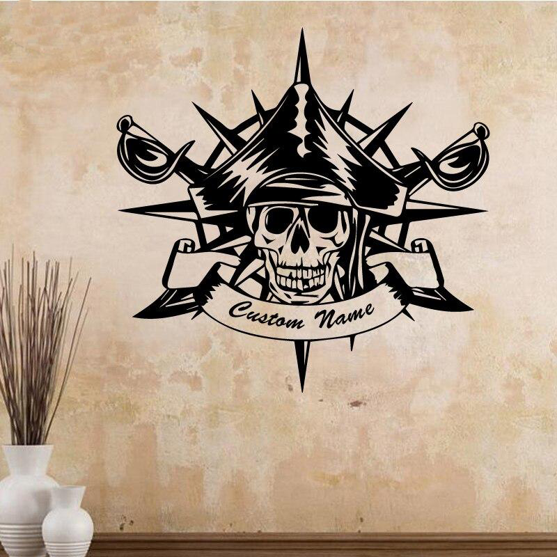 Sticker Mural Tête de mort Pirate - Autocollant Intérieur Pirate