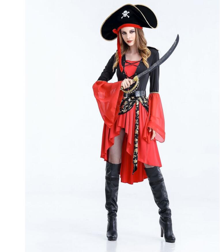 Déguisement Pirate Femme Rouge et Noir